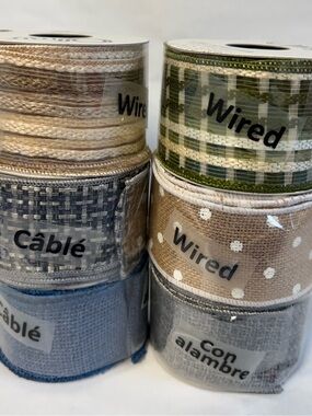 OFFRAY 6 Pack of Decorative Wired Ribbon Assortment Neutral Ribbon NWT